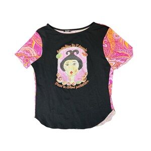 Misia Paris Euro Black + Pink Baby Graphic Girl Baby Tee Size Medium